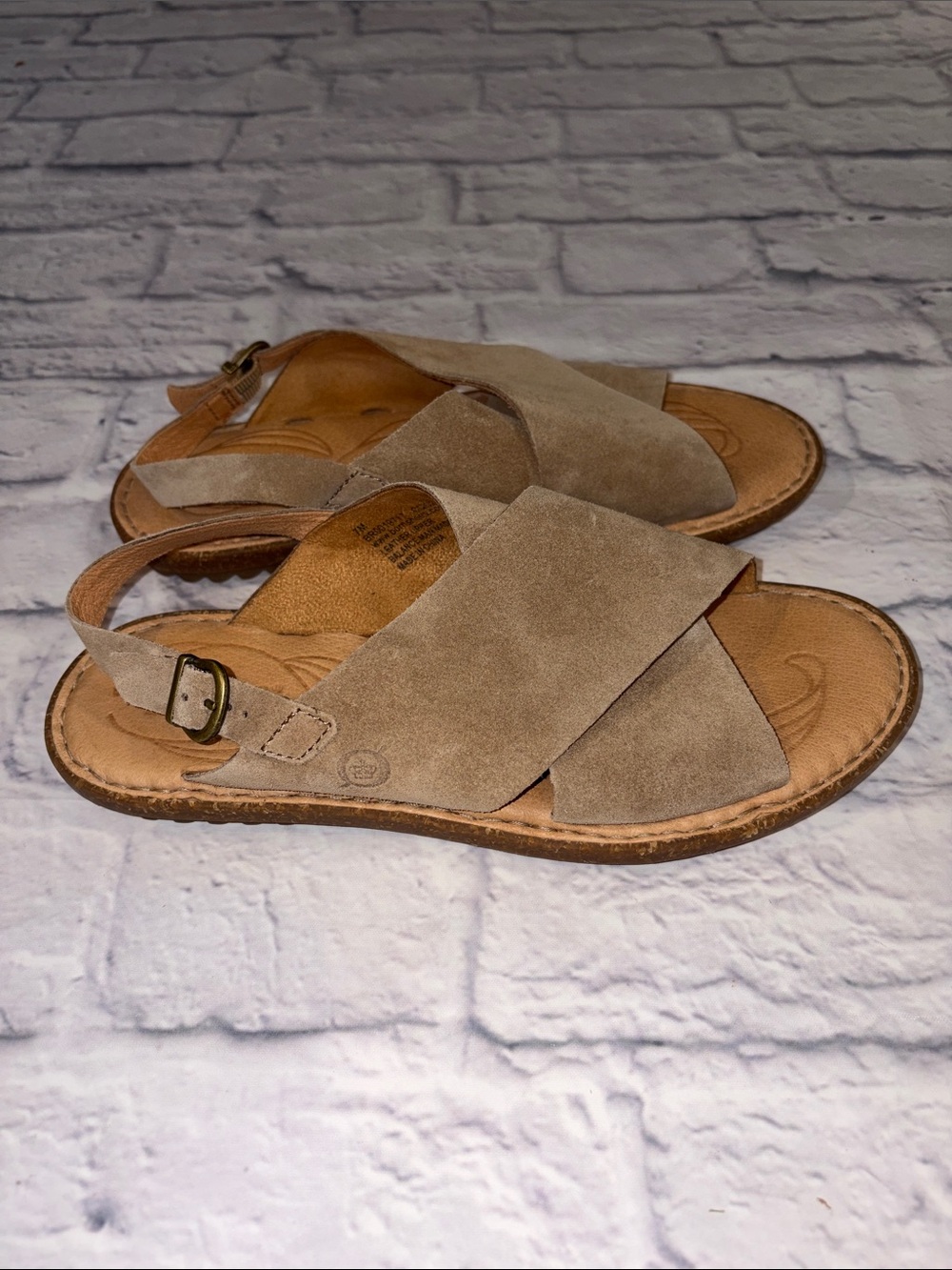 Born Women's Suede Cross-Strap Sandals in Light Tan